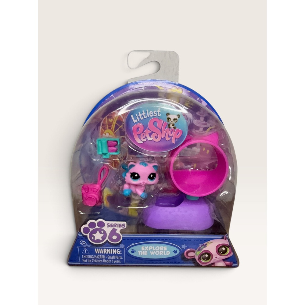 Littlest Pet Shop Series 6 Explore the World Pink Cat & Accessories Set NEW
